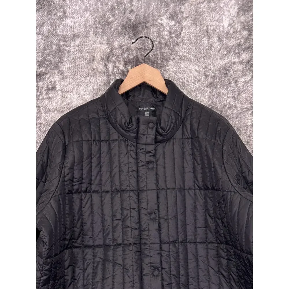 Eileen Fisher Jacket 2X Womens Recycled Nylon Quilted Stand Collar Coat
